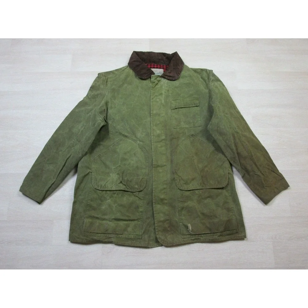 Vintage Bill Boatman & Co Greenbriar Waxed Canvas Tin Cloth Field Jacket (XL)